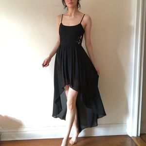 Black dress with lace cutout